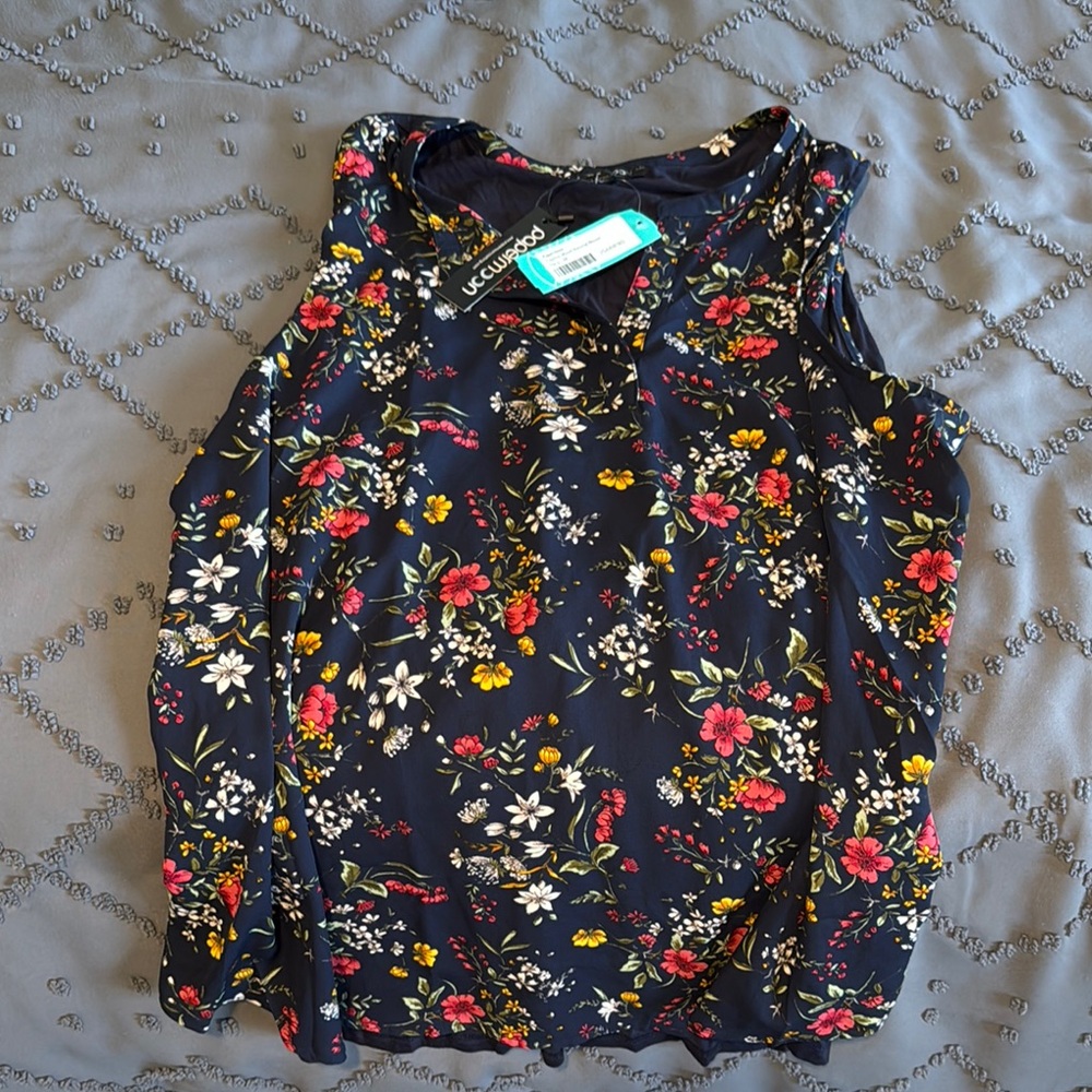 Papermoon Blue Ruffled Sleeveless Tank Top